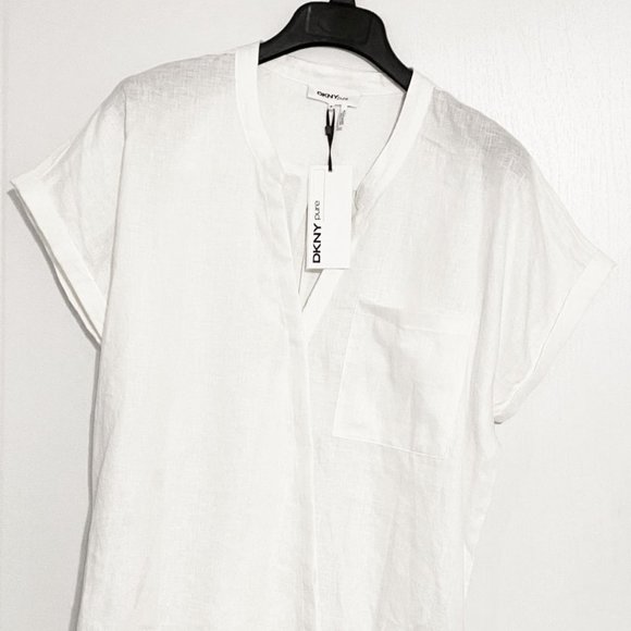 DKNY pure 100% linen v neck top - Picture 2 of 3